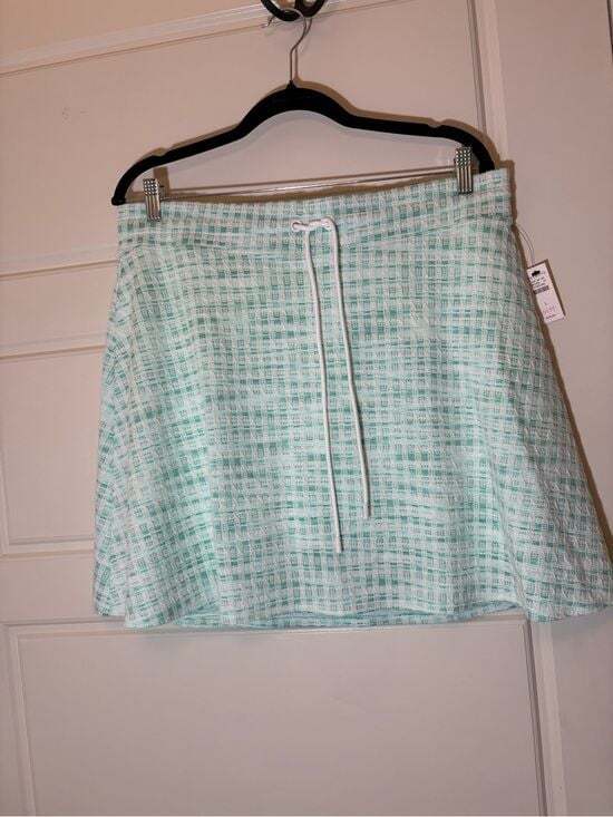 Talbots Pants - Talbots Mint and White Plaid Circle Skirt